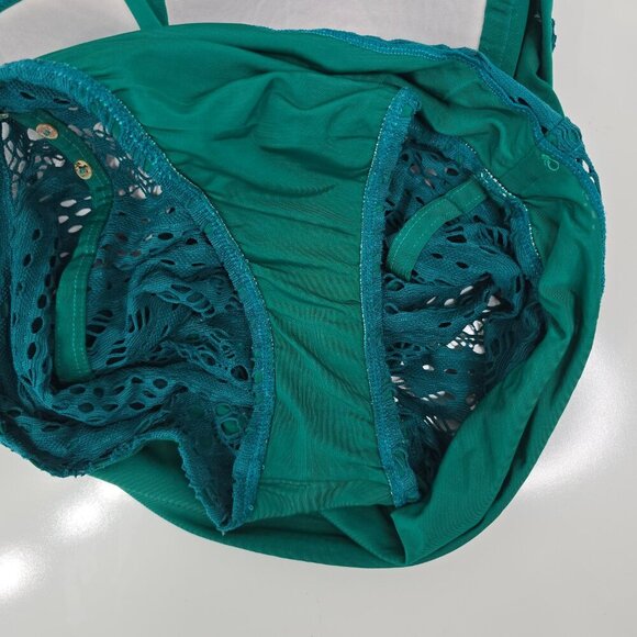 Lookbook Store Deep Emerald Green Eyelet One Piece Swimsuit - Picture 10 of 10